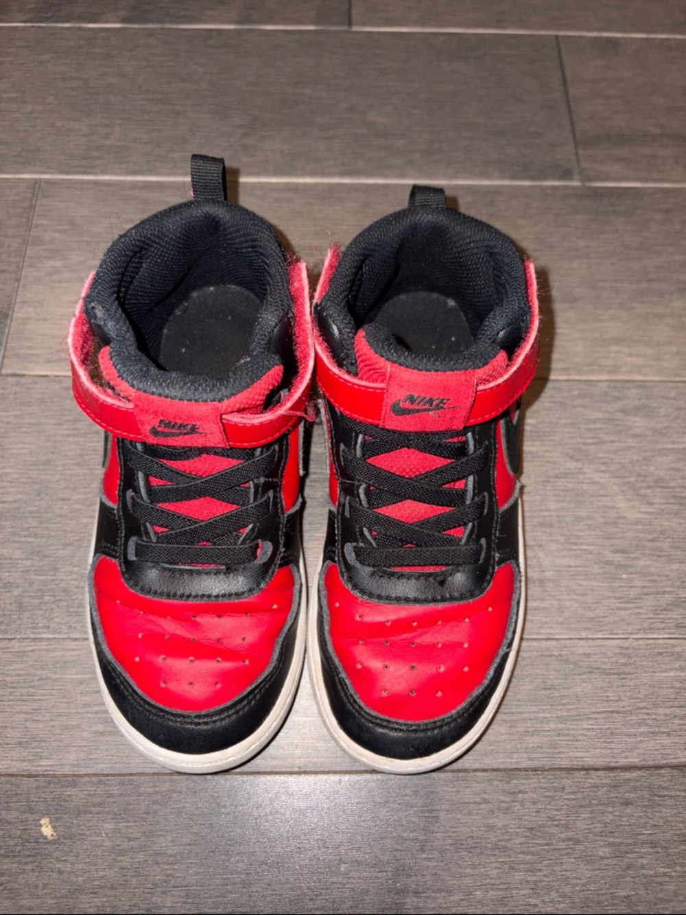 Nike Kids Red and Black High-Top Sneakers with Strap Size 10C
